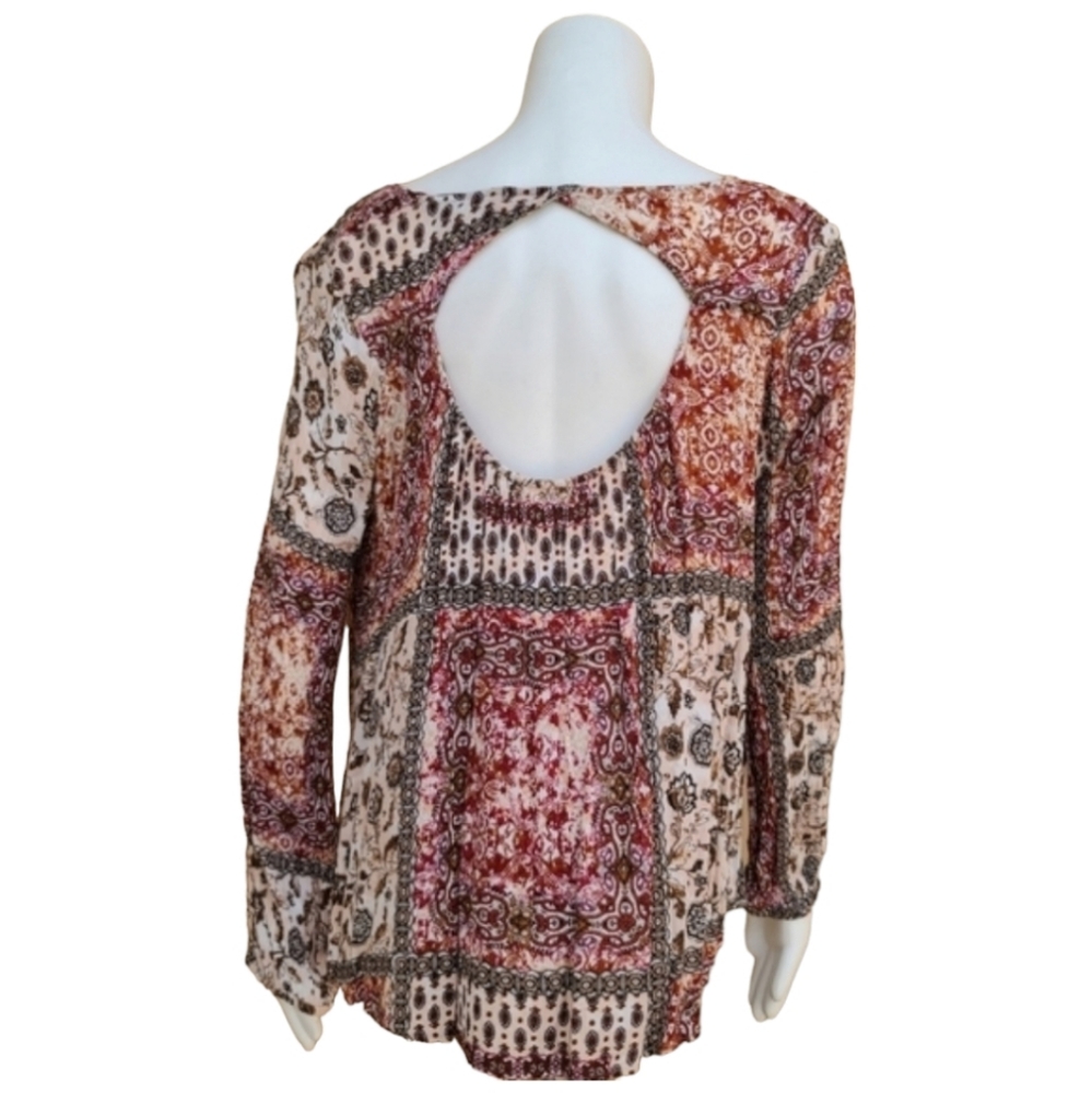MOONDUST Patchwork Paisley Blouse XL Cutout Boho Festival Top Oversized GYPSY - Picture 13 of 16